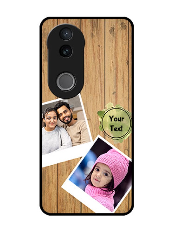 Custom Vivo V50 5G Custom Glass Phone CaseWooden Texture Design