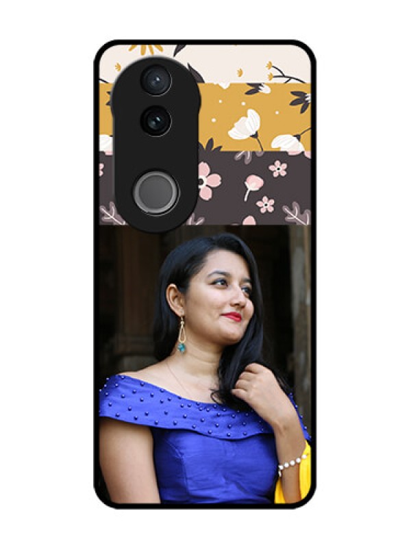 Custom Vivo V50 5G Custom Glass Phone CaseStylish Floral Design