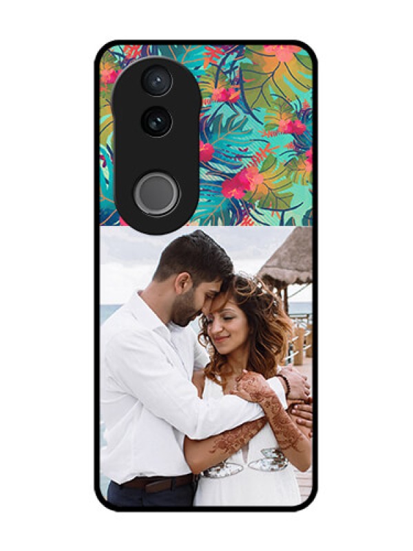 Custom Vivo V50 5G Custom Glass Phone CaseWatercolor Floral Design