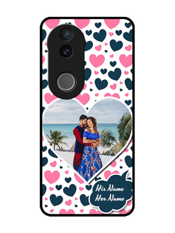 Custom Vivo V50e 5G Custom Glass Phone Case - Pink & Blue Heart Design