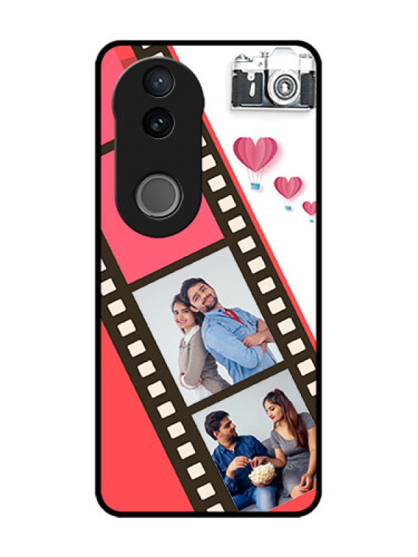 Custom Vivo V50e 5G Custom Glass Phone Case - 3 Image Holder With Film Reel
