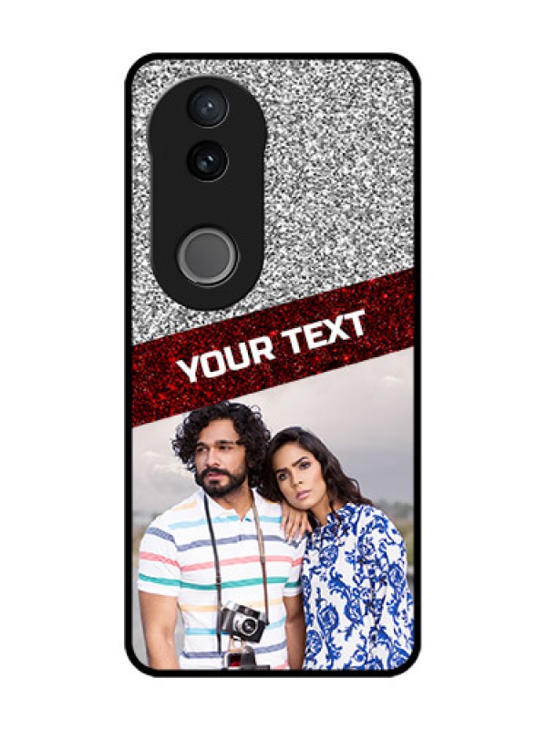 Custom Vivo V50e 5G Custom Glass Phone Case - Image Holder With Glitter Strip Design