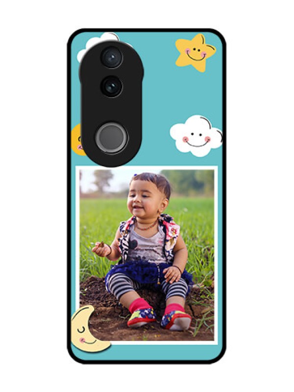 Custom Vivo V50e 5G Custom Glass Phone Case - Smiley Kids Stars Design