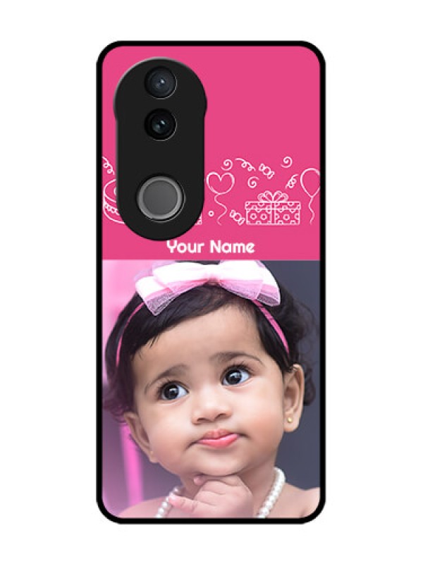 Custom Vivo V50e 5G Custom Glass Phone Case - With Birthday Line Art Design