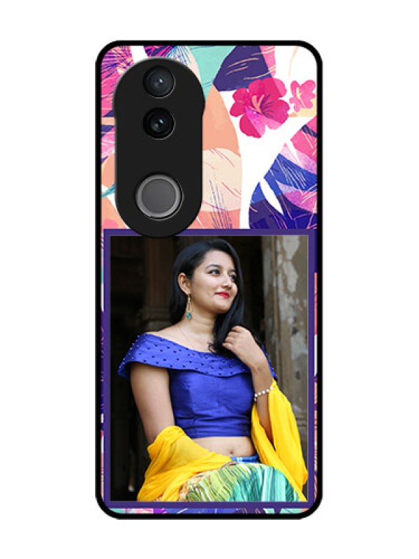 Custom Vivo V50e 5G Custom Glass Phone Case - Abstract Floral Design