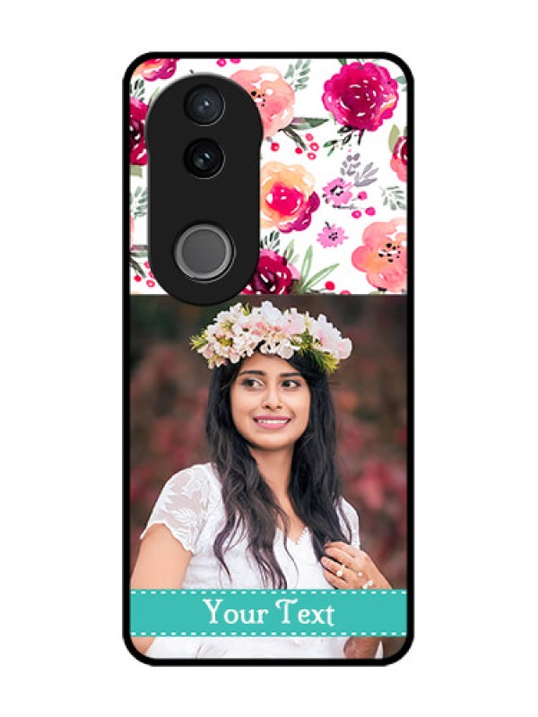 Custom Vivo V50e 5G Custom Glass Phone Case - Water Colors Floral Design