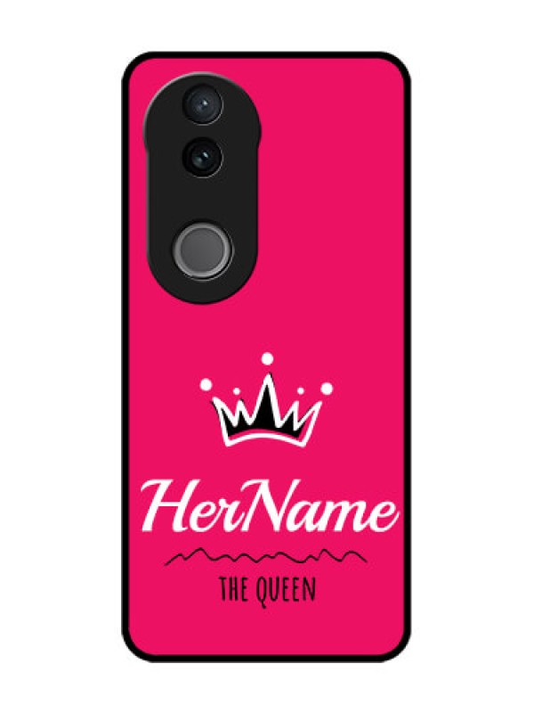 Custom Vivo V50e 5G Custom Glass Phone Case - Queen With Name Design