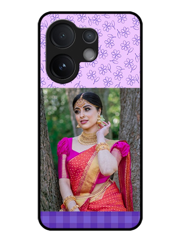 Custom Vivo V60 5G Custom Glass Phone Case - Purple Floral Design