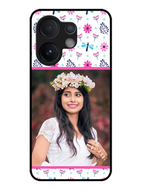 Custom Vivo V60 5G Custom Glass Phone Case - Colorful Flower Design