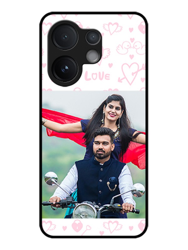 Custom Vivo V60 5G Custom Glass Phone Case - Pink Flying Heart Design