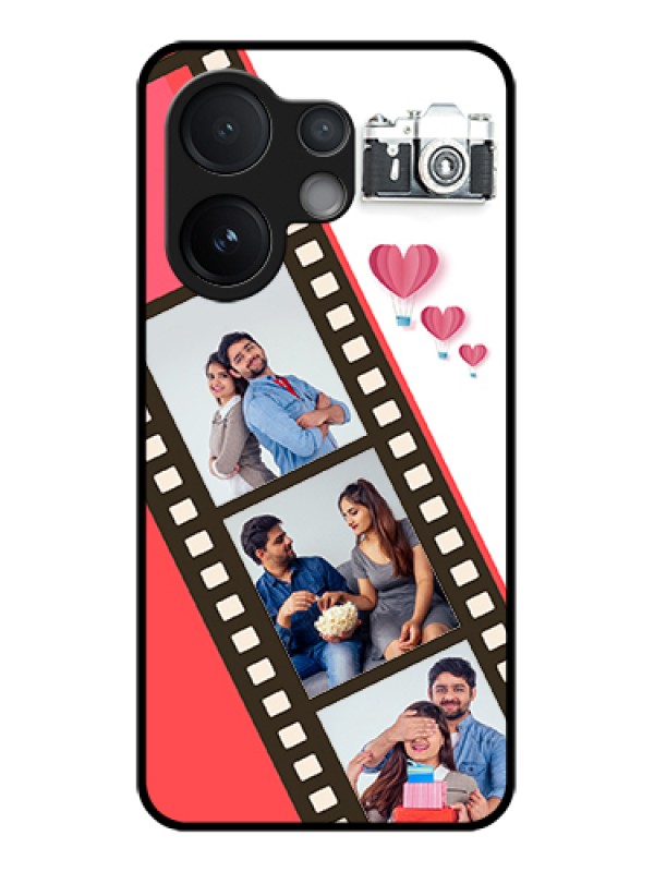 Custom Vivo V60 5G Custom Glass Phone Case - 3 Image Holder With Film Reel