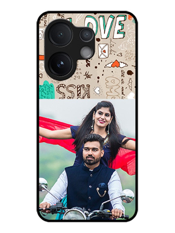 Custom Vivo V60 5G Custom Glass Phone Case - Love Doodle Pattern