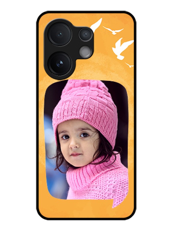 Custom Vivo V60 5G Custom Glass Phone Case - Water Color Design With Bird Icons