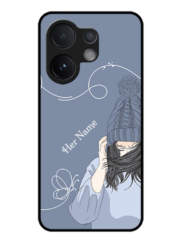 Custom Vivo V60 5G Custom Glass Phone Case - Girl In Winter Outfit Design