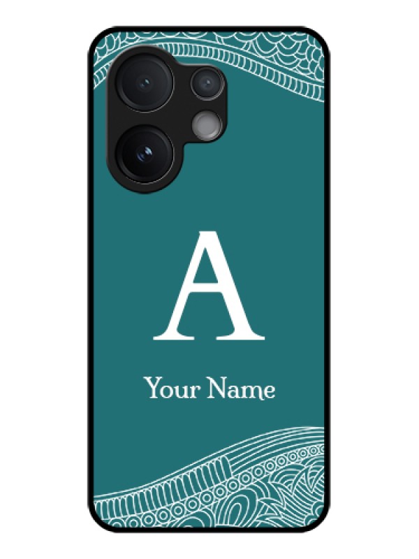 Custom Vivo V60 5G Custom Glass Phone Case - Line Art Pattern With Custom Name Design