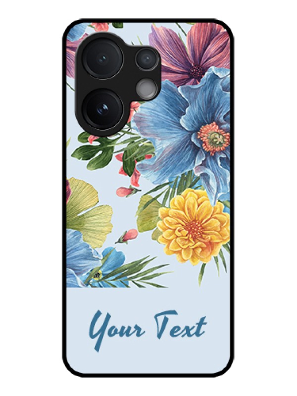 Custom Vivo V60 5G Custom Glass Phone Case - Stunning Watercolored Flowers Painting Design