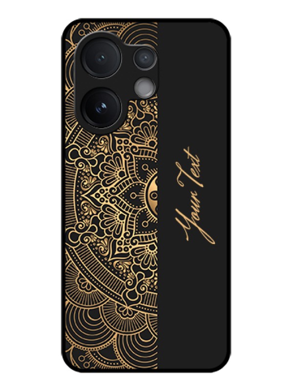Custom Vivo V60 5G Custom Glass Phone Case - Mandala Art With Custom Text Design
