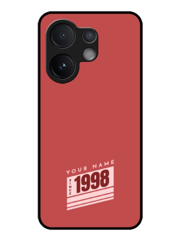 Custom Vivo V60 5G Custom Glass Phone Case - Red Custom Year Of Birth Design