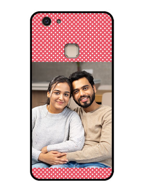 Custom Vivo V7 Plus Custom Glass Phone Case - White Dotted Design