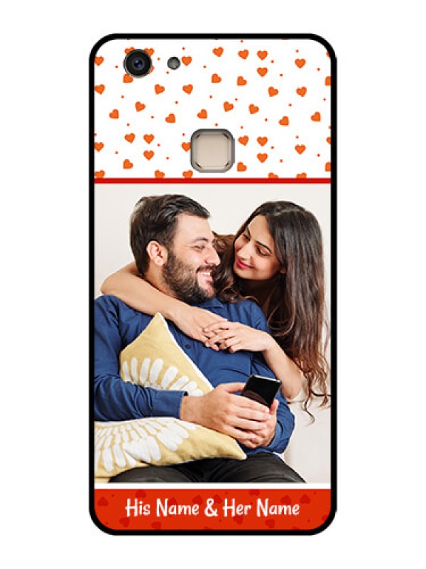 Custom Vivo V7 Plus Custom Glass Phone Case - Orange Love Symbol Design