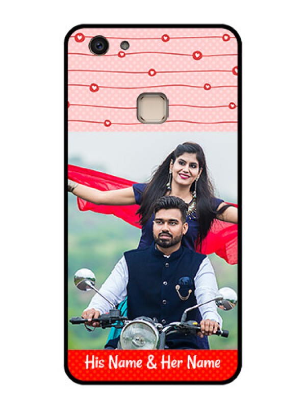 Custom Vivo V7 Plus Custom Glass Phone Case - Red Pattern Case Design