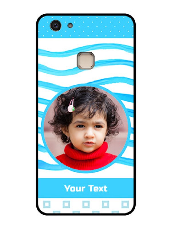 Custom Vivo V7 Plus Custom Glass Phone Case - Simple Blue Case Design