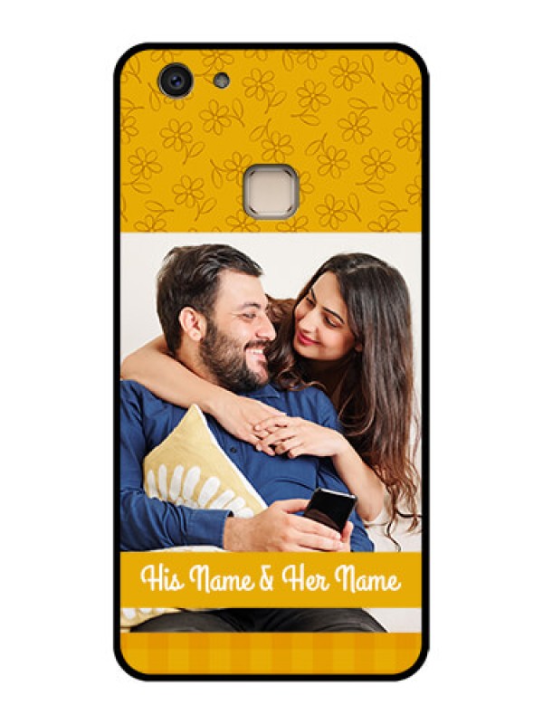 Custom Vivo V7 Plus Custom Glass Phone Case - Yellow Floral Design