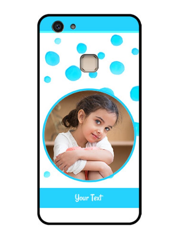 Custom Vivo V7 Plus Custom Glass Phone Case - Blue Bubbles Pattern Design
