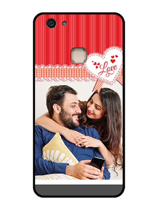 Custom Vivo V7 Plus Custom Glass Phone Case - Red Love Pattern Design