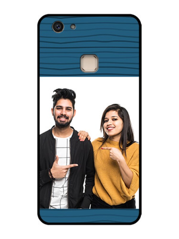 Custom Vivo V7 Plus Custom Glass Phone Case - Blue Pattern Cover Design