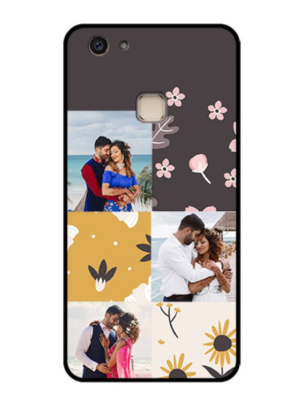 Custom Vivo V7 Plus Custom Glass Phone Case - 3 Images With Floral Design