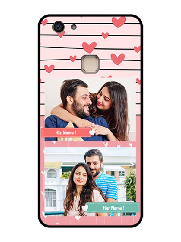 Custom Vivo V7 Plus Custom Glass Phone Case - Photo With Heart Design