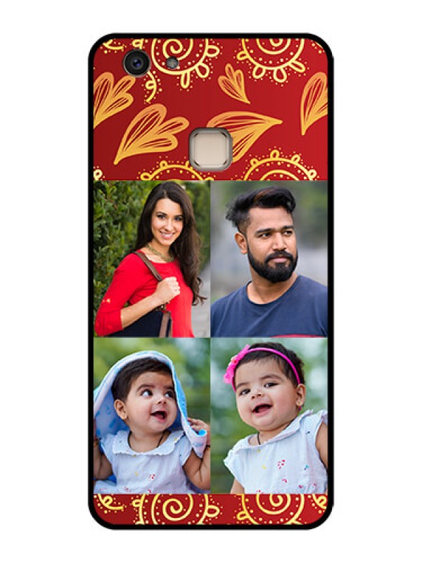 Custom Vivo V7 Plus Custom Glass Phone Case - 4 Image Traditional Design