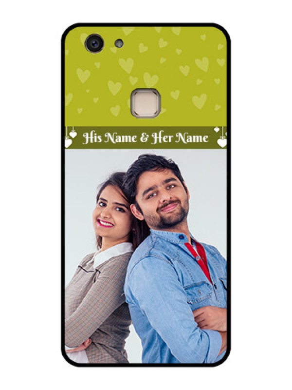 Custom Vivo V7 Plus Custom Glass Phone Case - You & Me Heart Design