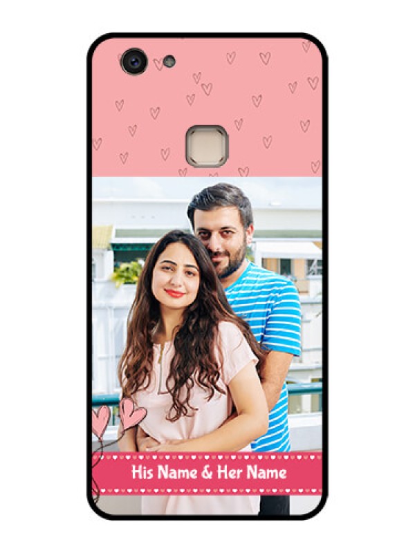 Custom Vivo V7 Plus Custom Glass Phone Case - Love Design Peach Color