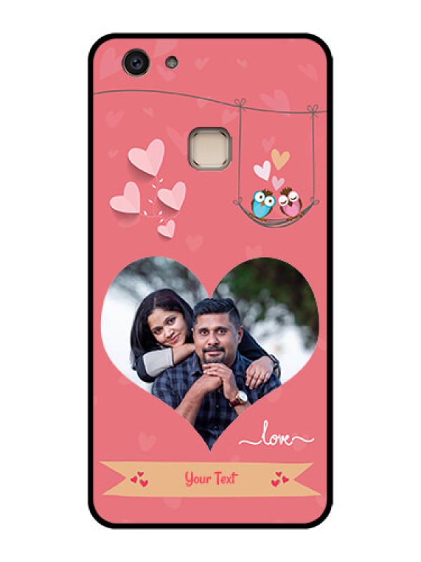 Custom Vivo V7 Plus Custom Glass Phone Case - Peach Color Love Design
