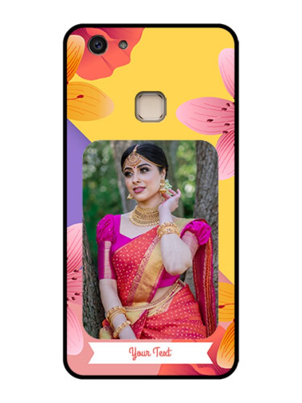 Custom Vivo V7 Plus Custom Glass Phone Case - 3 Image With Vintage Floral Design