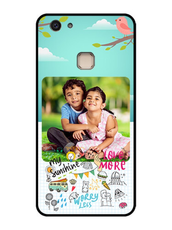Custom Vivo V7 Plus Custom Glass Phone Case - Doodle Love Design