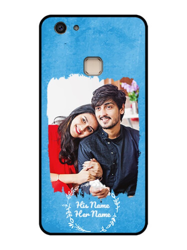 Custom Vivo V7 Plus Custom Glass Phone Case - Blue Color Vintage Design