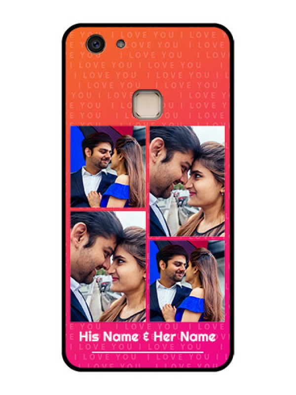 Custom Vivo V7 Plus Custom Glass Phone Case - I Love You Pink Design