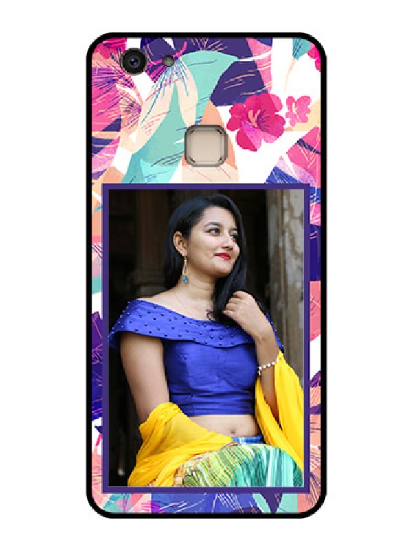 Custom Vivo V7 Plus Custom Glass Phone Case - Abstract Floral Design