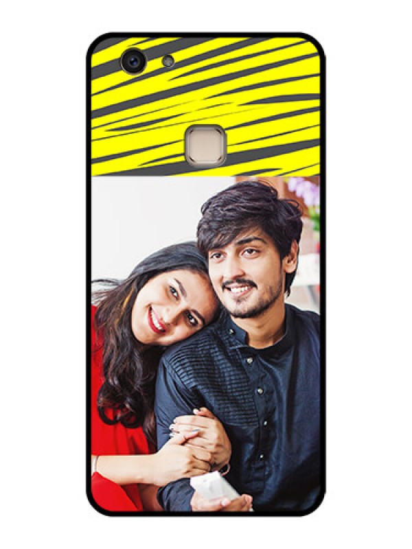 Custom Vivo V7 Plus Custom Glass Phone Case - Yellow Abstract Design