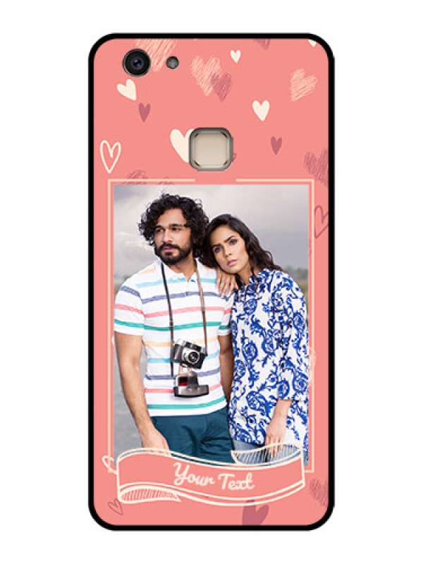 Custom Vivo V7 Plus Custom Glass Phone Case - Love Doodle Art Design