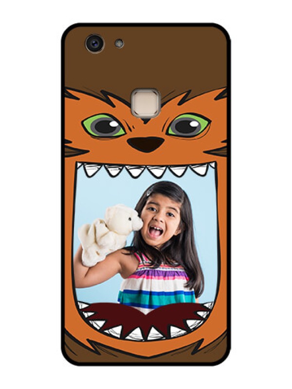 Custom Vivo V7 Plus Custom Glass Phone Case - Owl Monster Back Case Design