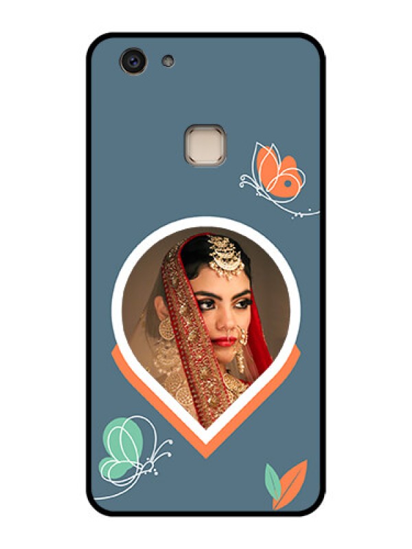 Custom Vivo V7 Plus Custom Glass Phone Case - Droplet Butterflies Design