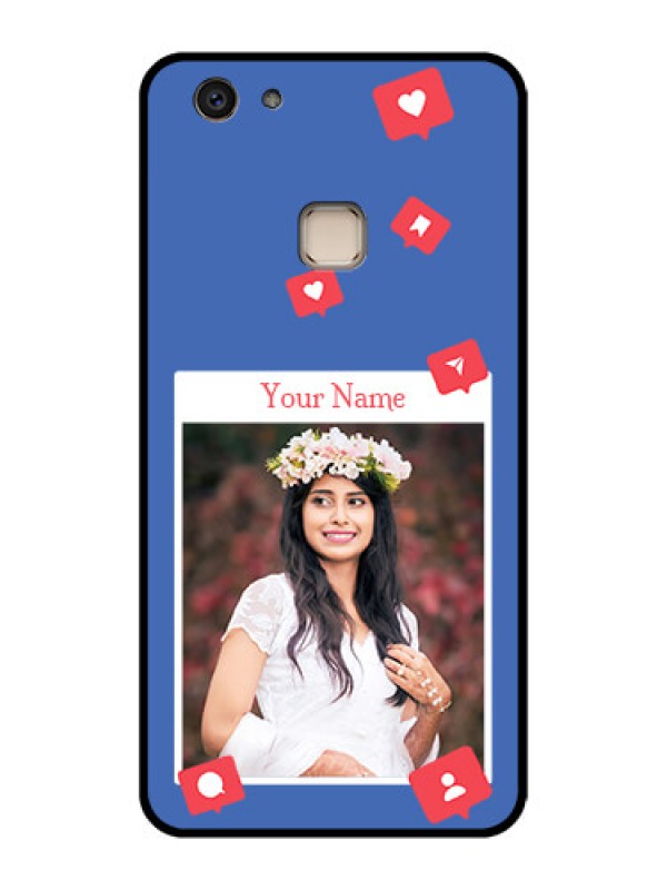 Custom Vivo V7 Plus Custom Glass Phone Case - Like Share And Comment Design