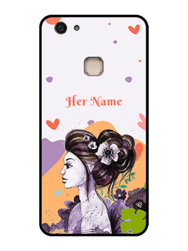 Custom Vivo V7 Plus Custom Glass Phone Case - Woman And Nature Design