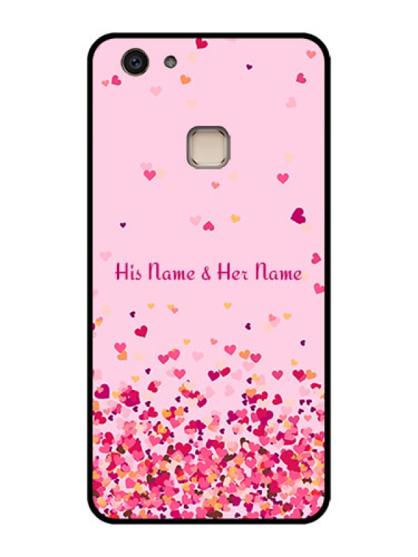 Custom Vivo V7 Plus Custom Glass Phone Case - Floating Hearts Design
