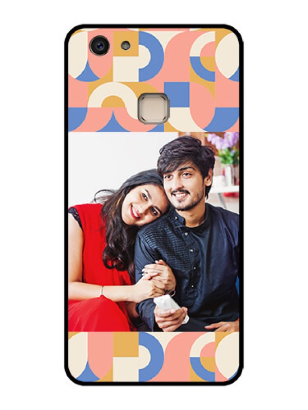 Custom Vivo V7 Plus Custom Glass Phone Case - Semi - Circle Maze Pattern Design