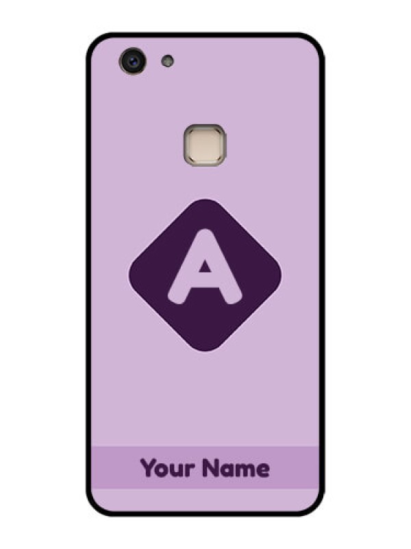 Custom Vivo V7 Plus Custom Glass Phone Case - Custom Letter In Curved Badge Design